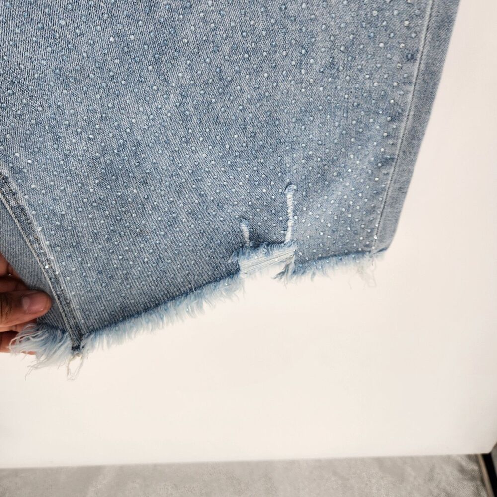 Lovervet‎ Indigo Blue 16W High Rise Wide Barrel Jeans Shimmering Embellishments - Picture 10 of 12